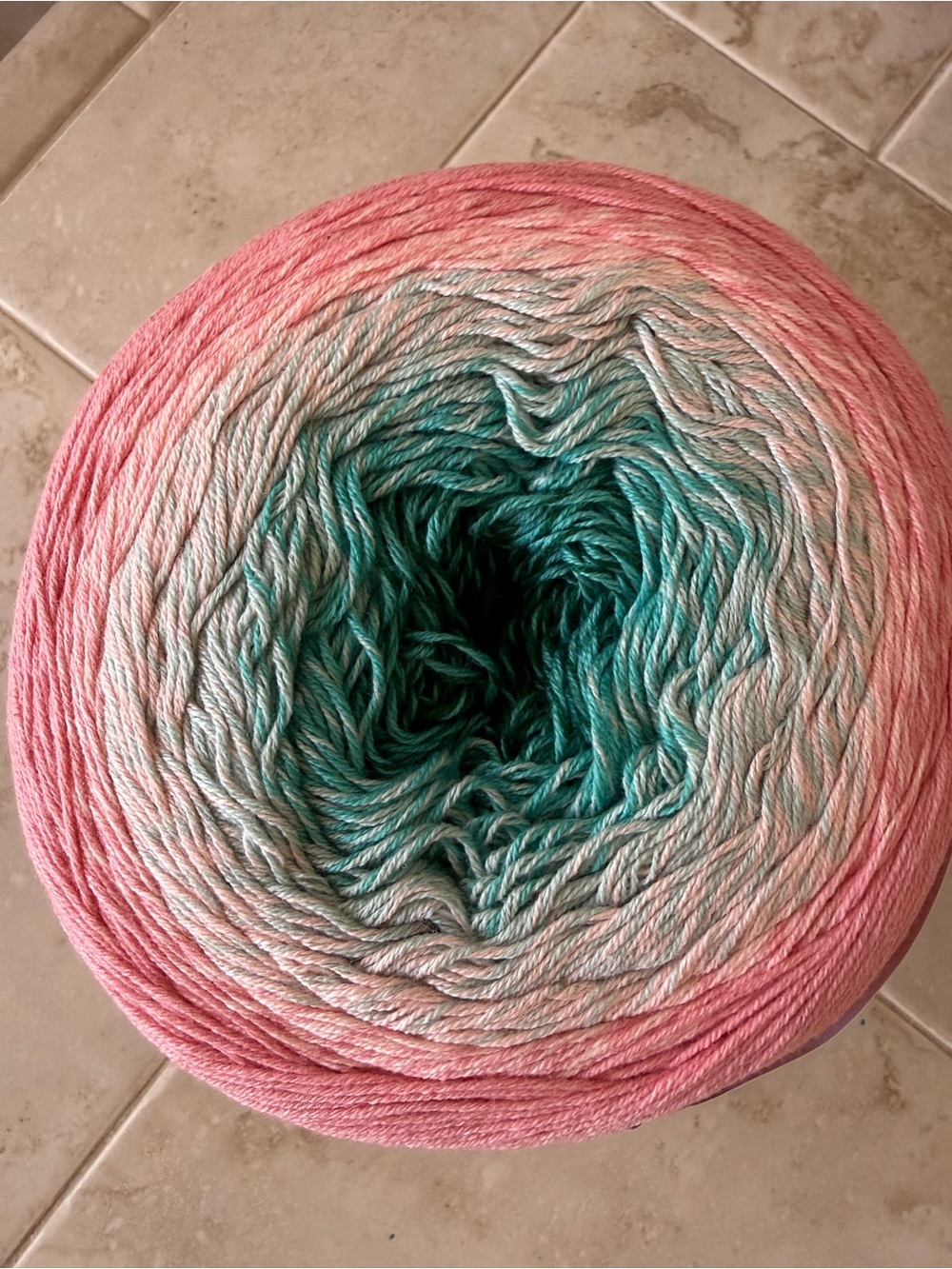 Yarn Art Flowers Pink and Teal Gradient Yarn Cake - Home Accents